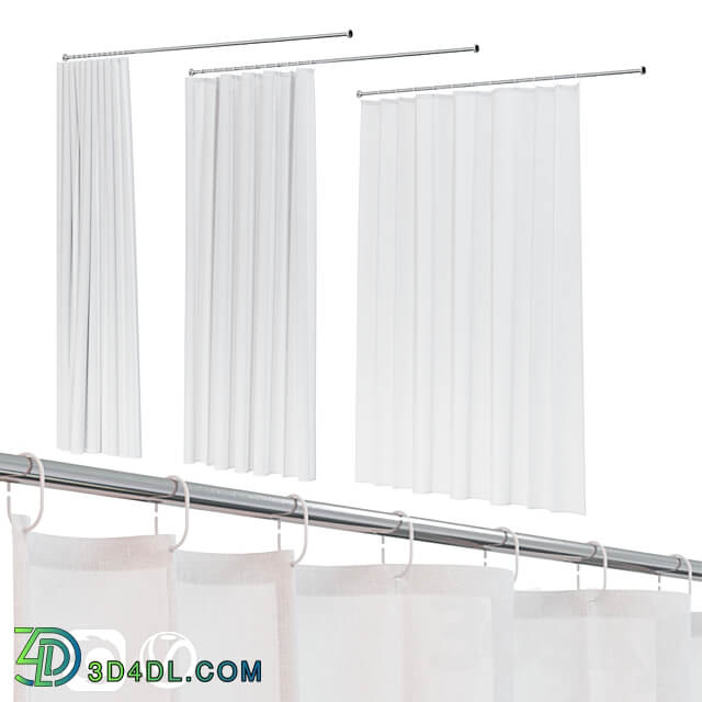 Bath curtain shower 200x200 cm in 3 versions white 