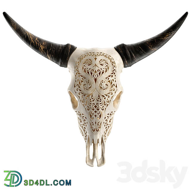 Other decorative objects Carved cow skull