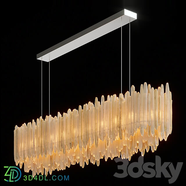 Pendant light RH SELENITE CRYSTAL RECTANGULAR CHANDELIER 72 