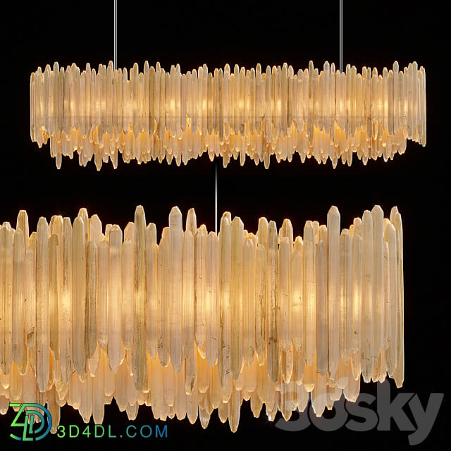 Pendant light RH SELENITE CRYSTAL RECTANGULAR CHANDELIER 72 