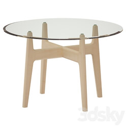 Tate 48 Round Dining Table with Glass Top and Sand Base Crate and Barrel 3D Models 