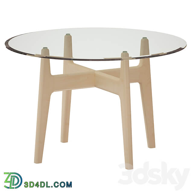 Tate 48 Round Dining Table with Glass Top and Sand Base Crate and Barrel 3D Models