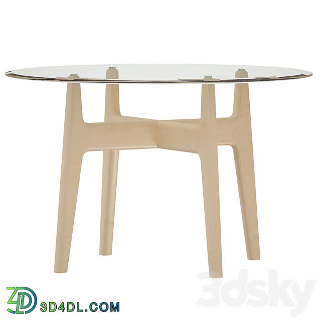 Tate 48 Round Dining Table with Glass Top and Sand Base Crate and Barrel 3D Models