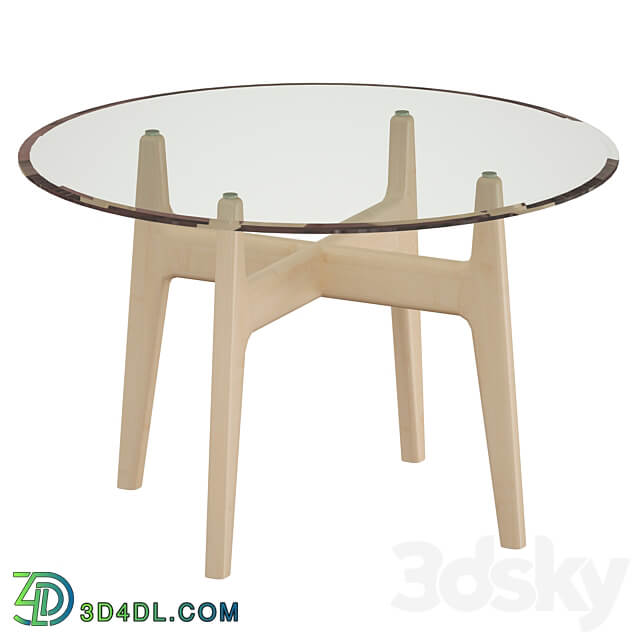 Tate 48 Round Dining Table with Glass Top and Sand Base Crate and Barrel 3D Models