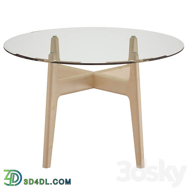 Tate 48 Round Dining Table with Glass Top and Sand Base Crate and Barrel 3D Models