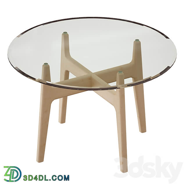 Tate 48 Round Dining Table with Glass Top and Sand Base Crate and Barrel 3D Models