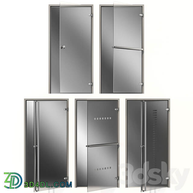 Glass metal swing door