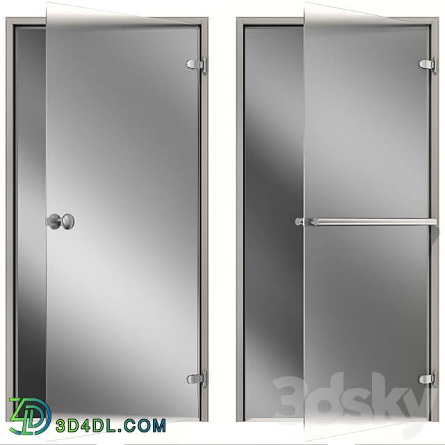 Glass metal swing door