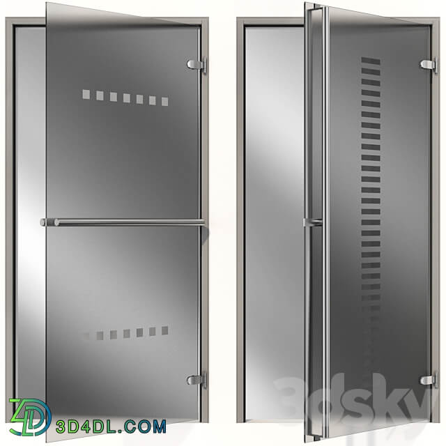 Glass metal swing door