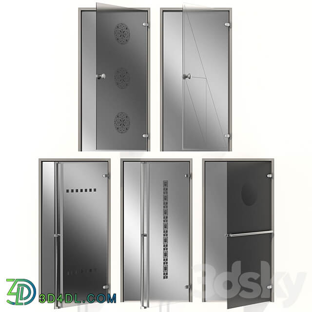 Glass metal swing door