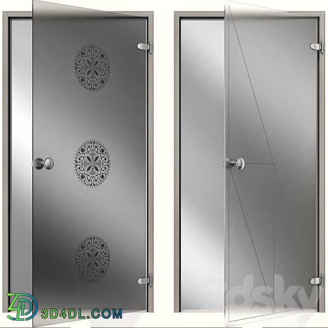 Glass metal swing door