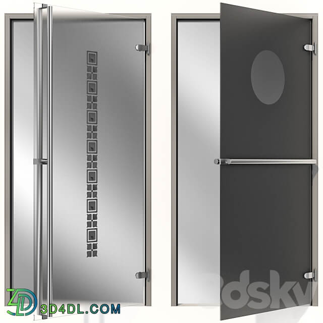 Glass metal swing door