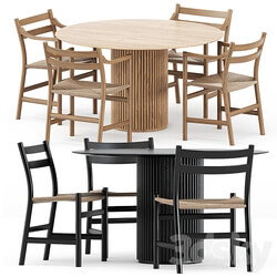 Table Chair CH46 chair and CH47 chair by Carl Hansen Son and Palais Royal table by Asplund 