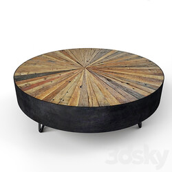 Salvaged Round Pinwheel Coffee Table 