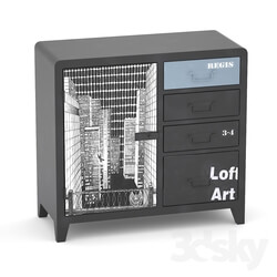 Sideboard Chest of drawer Black amp White locker Loft art 