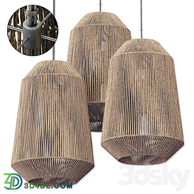 Pendant light Lamp wood rotang wicker barrel n3 Wicker rattan lamp Barrel No. 3