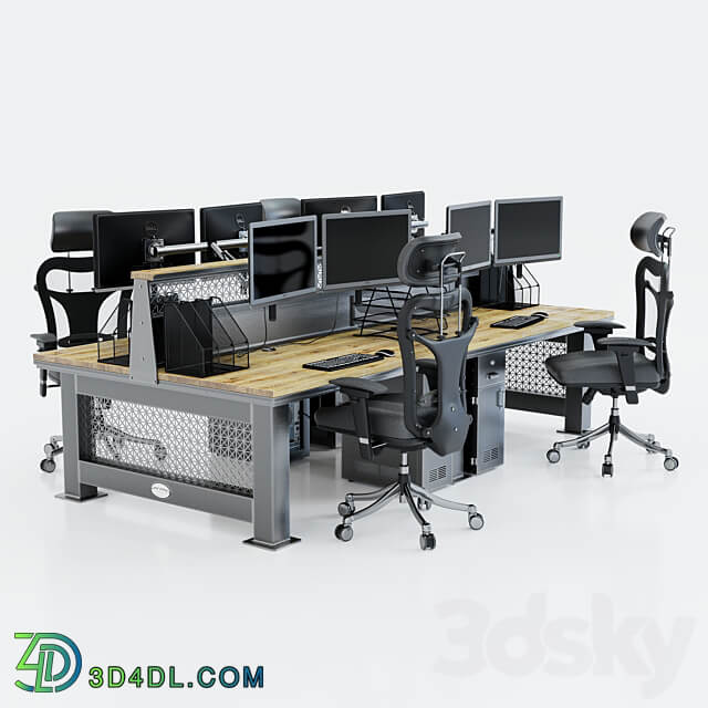 Computer desk for 4 workplaces