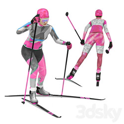 Female skier. Skate skiing 