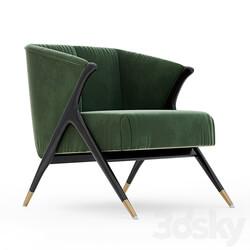 Lacquer Wooden and Velvet Lounge Armchair 2 