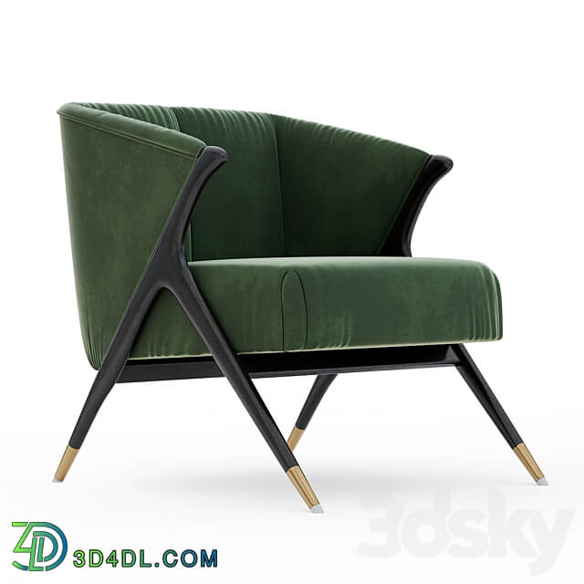 Lacquer Wooden and Velvet Lounge Armchair 2