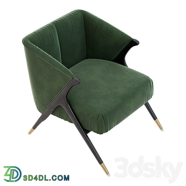 Lacquer Wooden and Velvet Lounge Armchair 2