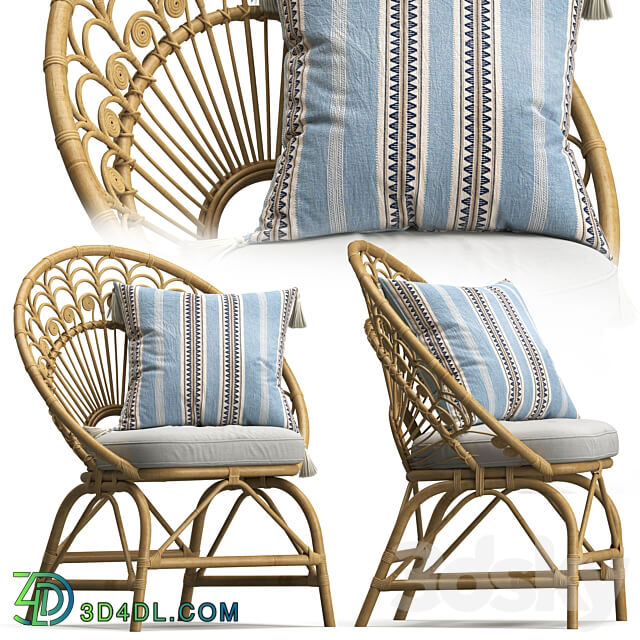 Rattan Vintage Armchair Peacock