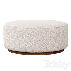 Sinclair Large Round Boucle Ottoman Whistler Oyster Suede by Four Hands 