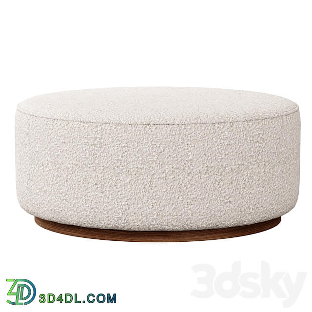 Sinclair Large Round Boucle Ottoman Whistler Oyster Suede by Four Hands