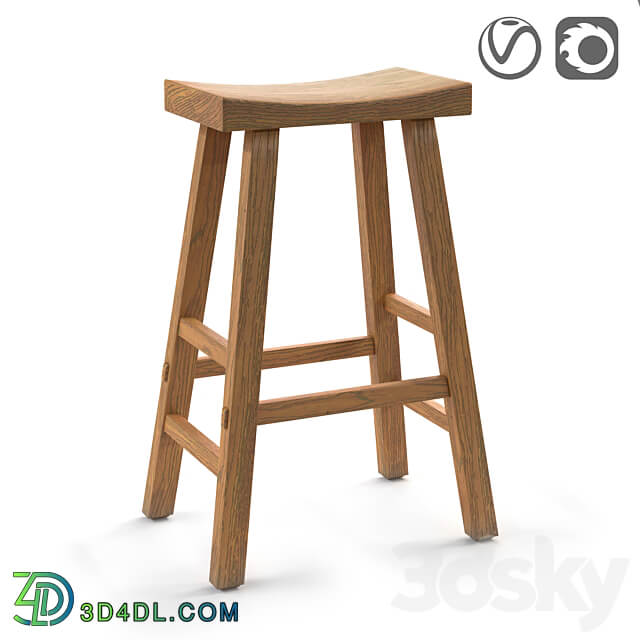 Bar stool from solid elm Asayo