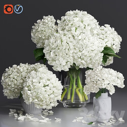 White Hydrange and peony Twig Vases decorative Set 