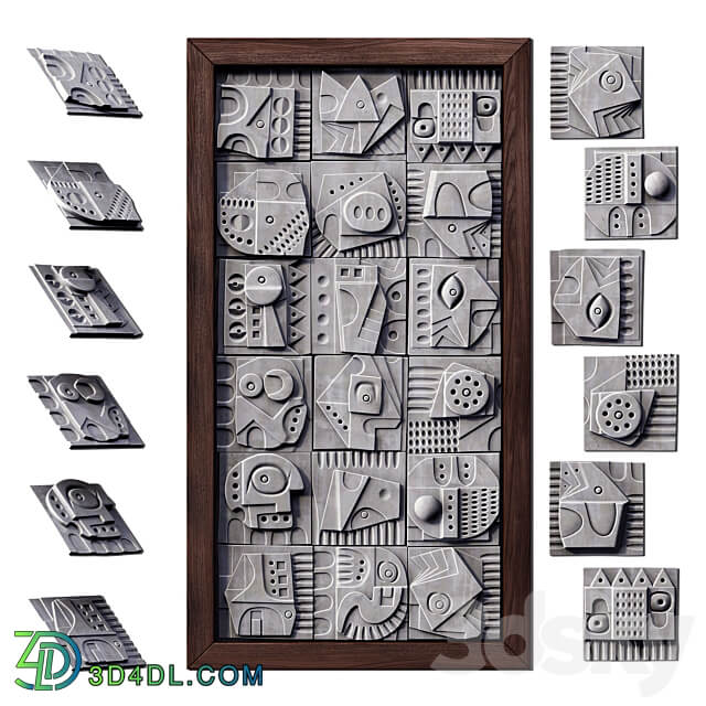 Other decorative objects Panel decorative cube square n3 Panel decorative from cubes square 3