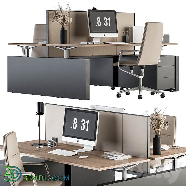 Office Furniture employee Set Cream and Black 36