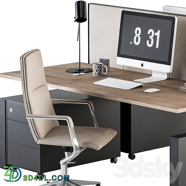 Office Furniture employee Set Cream and Black 36