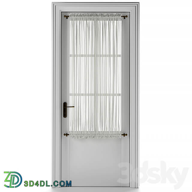 Entrance door with curtain