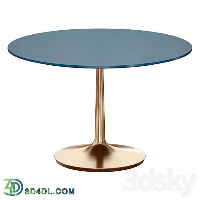 Nero 48 Blue Lacquer Dining Table with Brass Base Crate and Barrel 3D Models