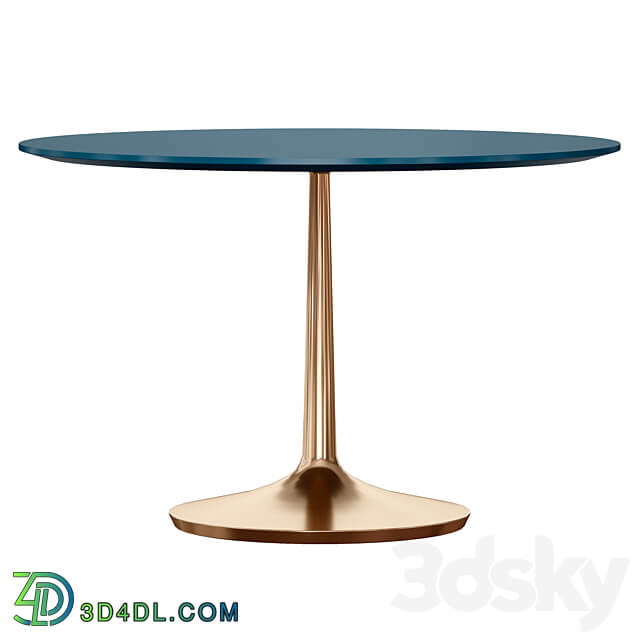 Nero 48 Blue Lacquer Dining Table with Brass Base Crate and Barrel 3D Models