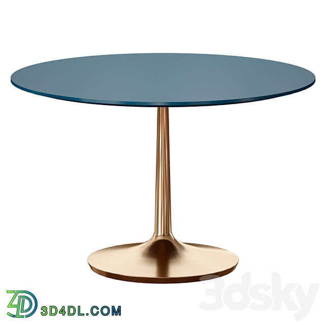 Nero 48 Blue Lacquer Dining Table with Brass Base Crate and Barrel 3D Models