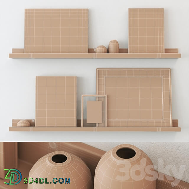 Decorative set on the shelves 3D Models