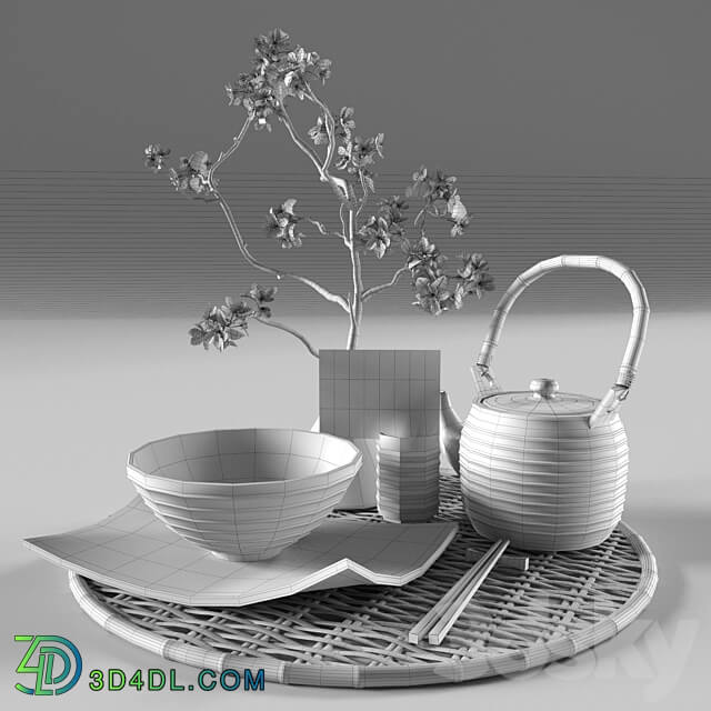 Eastern tableware with flowers