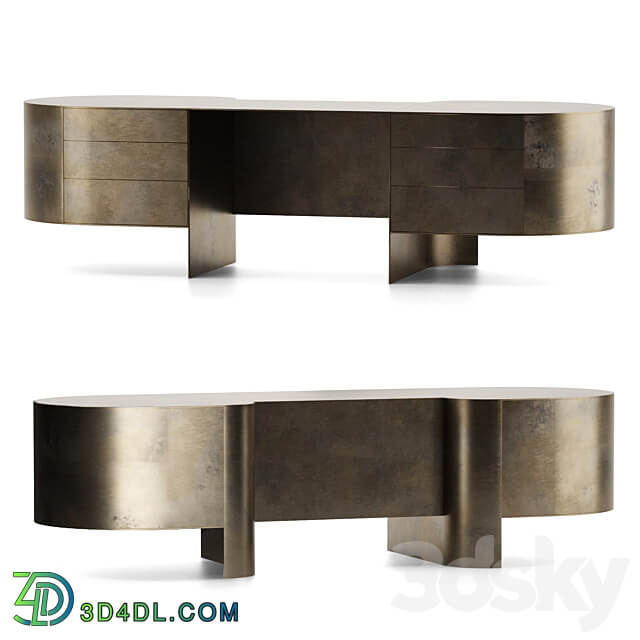 Sideboard Chest of drawer Brass Console by Brian Thoreen