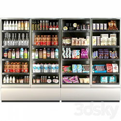 Refrigerator in a supermarket with groceries food and drinks 3 3D Models 