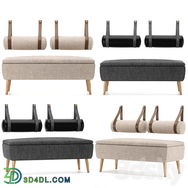 Vaili bench ottoman Soft Light by Divan.ru and decorative pillows