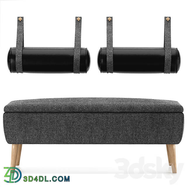 Vaili bench ottoman Soft Light by Divan.ru and decorative pillows