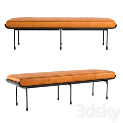 CB2 Juneau Leather And Metal Bench 