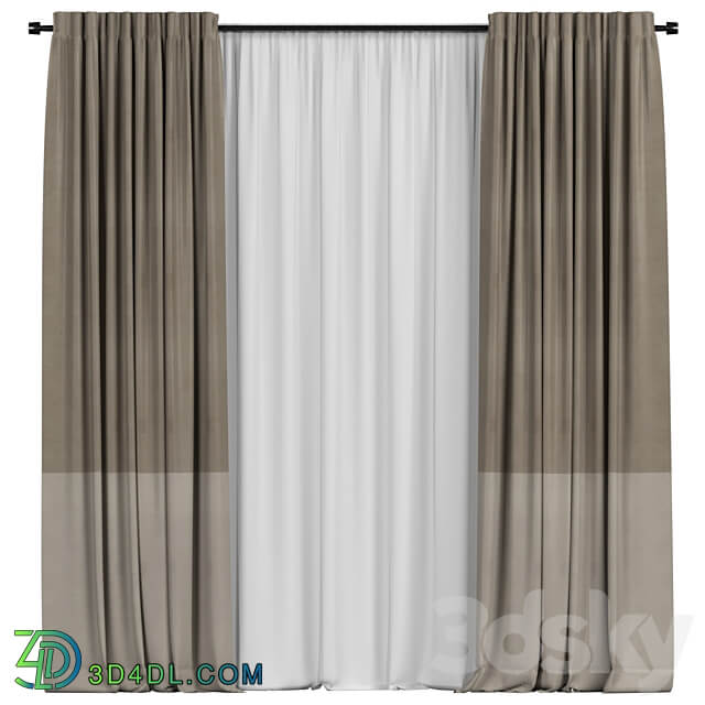 Curtains with tulle in two colors