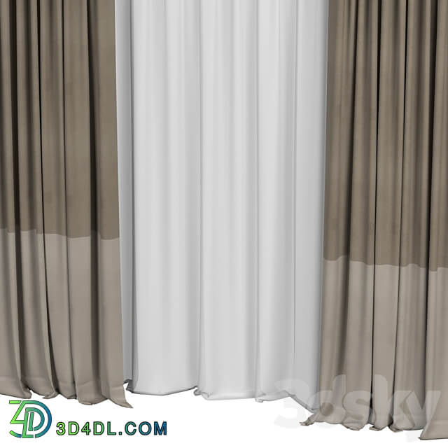 Curtains with tulle in two colors