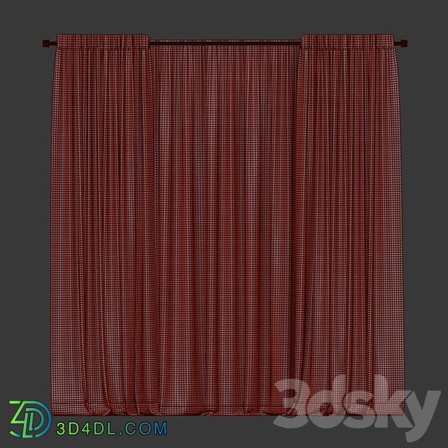 Curtains with tulle in two colors