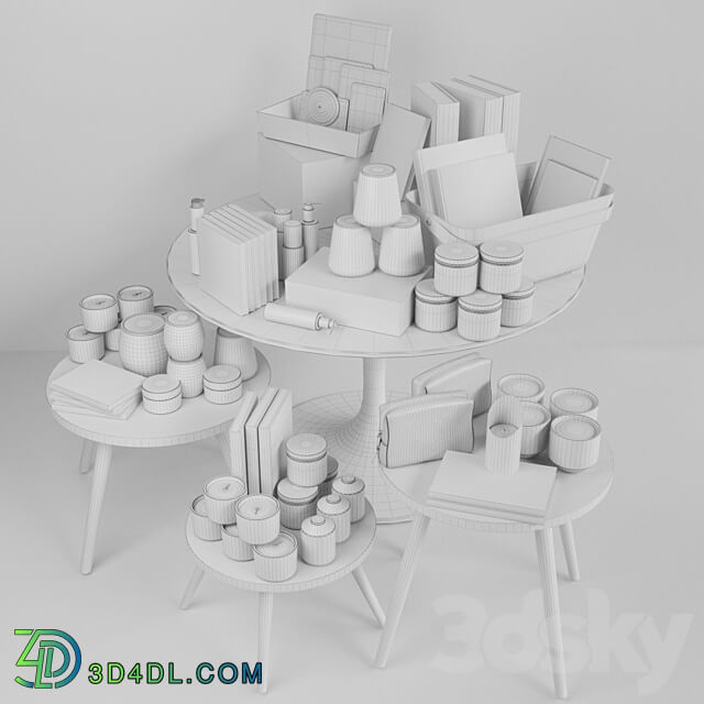 Table with books and candles. Candlestick 3D Models