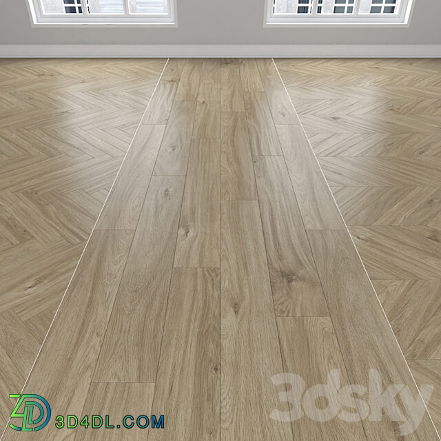 Wood Parquet Oak 3 types herringbone linear chevron.