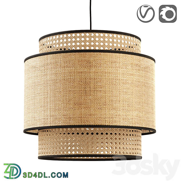 Raffia and rattan lampshade Dolkie Pendant light 3D Models